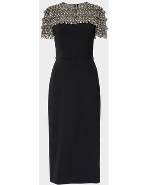 Carolina Herrera Embellished Short-Sleeve Crewneck Pencil Dress - Black