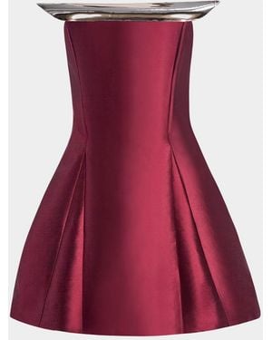 Kate Barton Strapless Sculptural Fit-&-Flare Mini Dress - Red