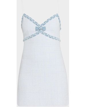 LoveShackFancy Novara Tweed Mini Dress - Blue