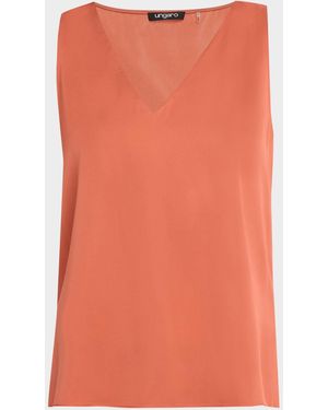 Emanuel Ungaro Aliza Sleeveless Satin Blouse - Orange