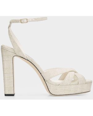 Jimmy Choo 120 Mm Kove Raffia Platform Sandals - Natural
