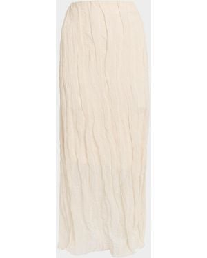 Brandon Maxwell James Crinkled Cotton Midi Skirt - White
