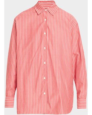 Nili Lotan Yorke Pinstripe Oversized Button Down Shirt - Pink