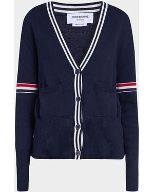 Thom Browne Sailboat Jacquard Cotton Cardigan - Blue