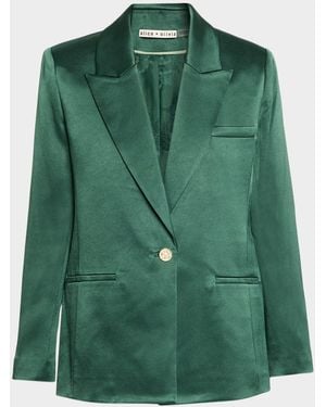 Alice + Olivia Silas Satin Single-Breasted Blazer - Green