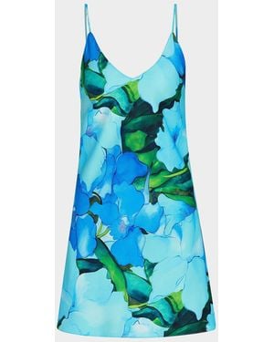 Natori Isla Low-Back Floral Chemise - Blue