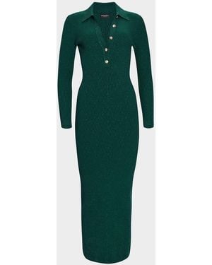 retroféte Buffy Sparkly Knit Long-Sleeve Midi Dress - Green