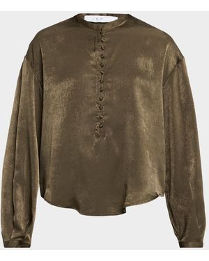 IRO Ezia Long-Sleeve Flutter Blouse - Green