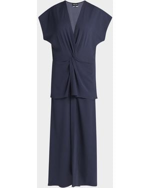 Giorgio Armani Tiered Soft Silk Gown - Blue