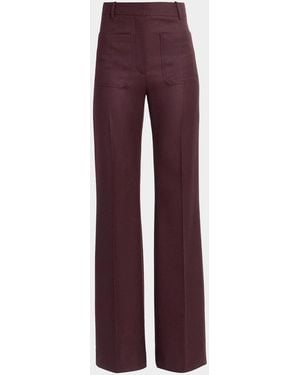 Victoria Beckham Alina Front-Pocket Straight-Leg Pants - Red