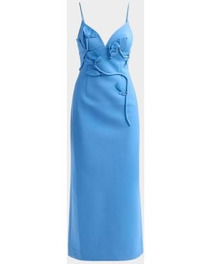 Acler Northwick Floral Appliqué Midi Dress - Blue