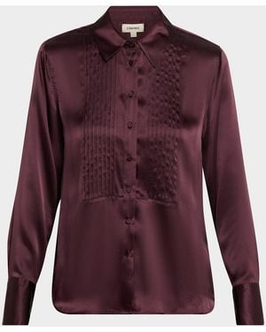 L'Agence Divya Pintuck Tux Shirt - Purple