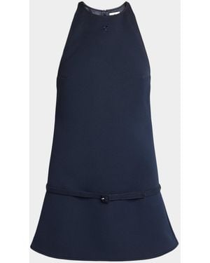 Courreges Belted Twill A-Line Minidress - Blue