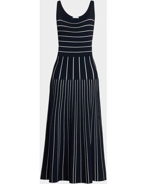 Adam Lippes Gemma Pointelle Striped Knit Sleeveless Maxi Dress - Blue