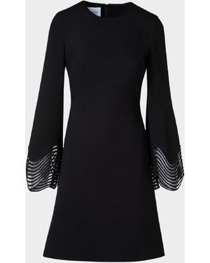 Akris Punto Waved Lace Cuff Jersey Mini Dress - Black