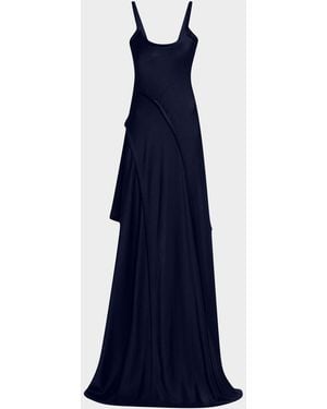 Jason Wu Sleeveless Crepe Back Satin Bias Slip Gown With Slit - Blue