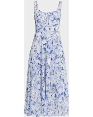 Cinq À Sept Marmo Heirloom Petals Midi Dress - Blue