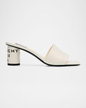 Givenchy 65Mm Logo Heel Leather Mule Sandals - Natural