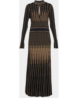 Tahari The Alicia Shimmer-Knit Cutout Maxi Dress - Black