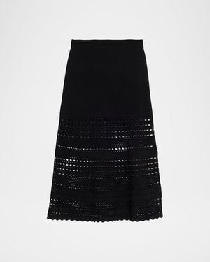 Jonathan Simkhai Westly Open-Stitch Midi Skirt - Black