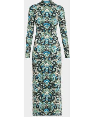 MISA Los Angles Mitra High-Neck Midi Dress - Green