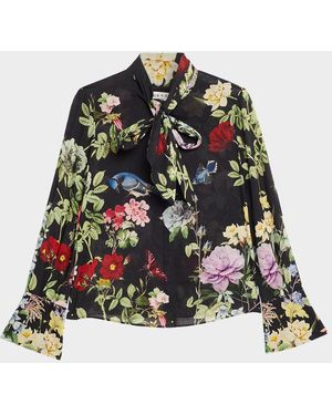 Alice + Olivia Lloyd Floral Slit-Sleeve Blouse - Multicolor