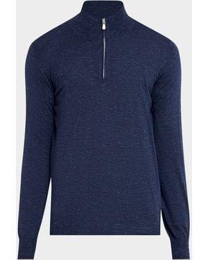Brunello Cucinelli Apos;S Cashmere-Blend Quarter-Zip Sweater - Blue