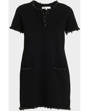 FRAME The Beaded Trim Mini Dress - Black