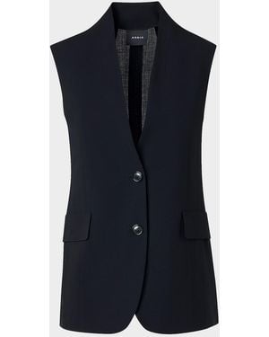 Akris Martina Cool Wool Single-Breasted V-Neck Vest - Blue
