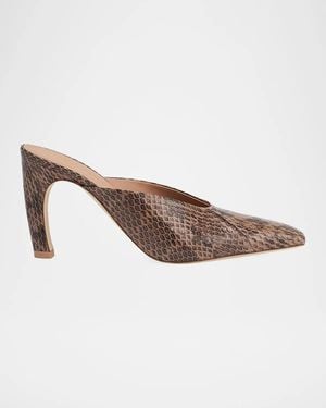 Malone Souliers Rowe 90Mm Snakeskin Mules - Brown