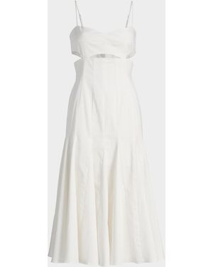 Black Halo Erica Stretch-Cotton Midi Dress - White