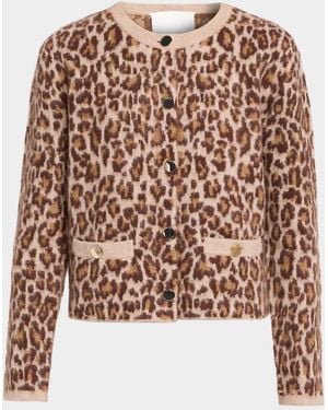 SABLYN Char Leopard Shrunken Cashmere Cardigan - Brown