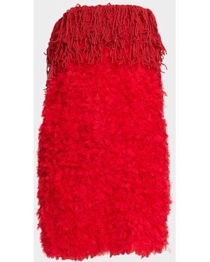 DIOTIMA Bambola Strapless Fringe Textured Tulle Mini Dress