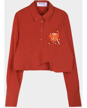 Ph5 Nala Cotton Cropped Shirt - Red