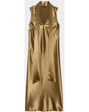 Rails Lorenza Metallic Scarf-Neck Midi Dress - Natural