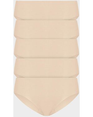 Commando Classic Low-Rise Microfiber Bikini Briefs, Pack Of 5 - Natural