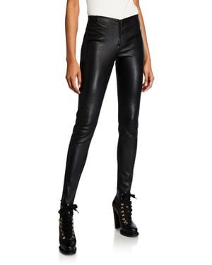 Alice + Olivia Lamb Leather Leggings - Black