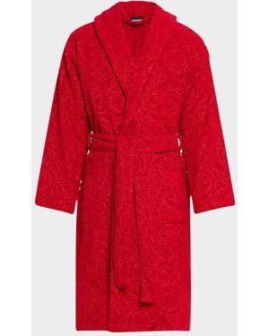 Versace Cotton Barocco Bathrobe - Red
