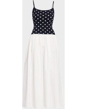 Toccin Orielle Drop-Waist Midi Dress - White