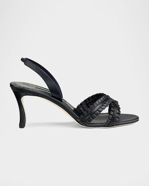 Manolo Blahnik 70Mm Volusan Leather Slingback Pumps - Multicolor