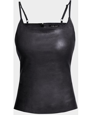 AS by DF Memphis Stretch Leather Tank Top - Black