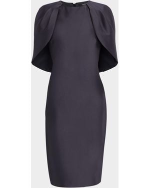 Badgley Mischka Cape-Sleeve Bodycon Midi Dress - Blue
