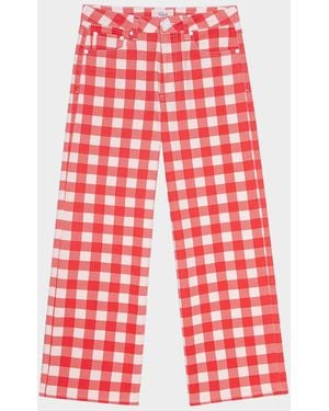 Rails X Giadzy Getty Cropped Wide-Leg Gingham Jeans - Red