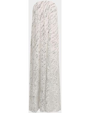 HELSI Margot Strapless Ombre Sequin Gown - White