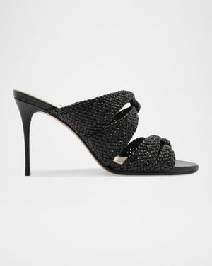Alexandre Birman 85M Sabrina Woven Leather Mules - Black