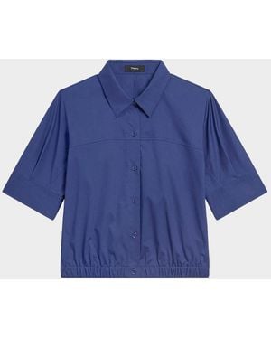 Theory Short-Sleeve Button-Front Shirt - Blue