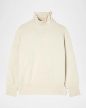Rohe Turtleneck Fringe-Trim Sweater - Natural