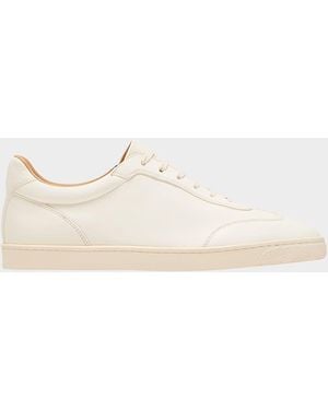 Brunello Cucinelli Soft Leather Wing Cap Low-Top Sneakers - Natural