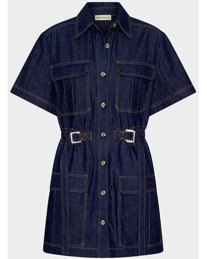 Nicholas Rianne Cotton Denim Mini Shirtdress - Blue