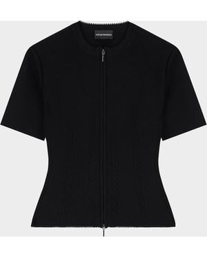 Emporio Armani Cable-Embellished Knit Jacket - Black